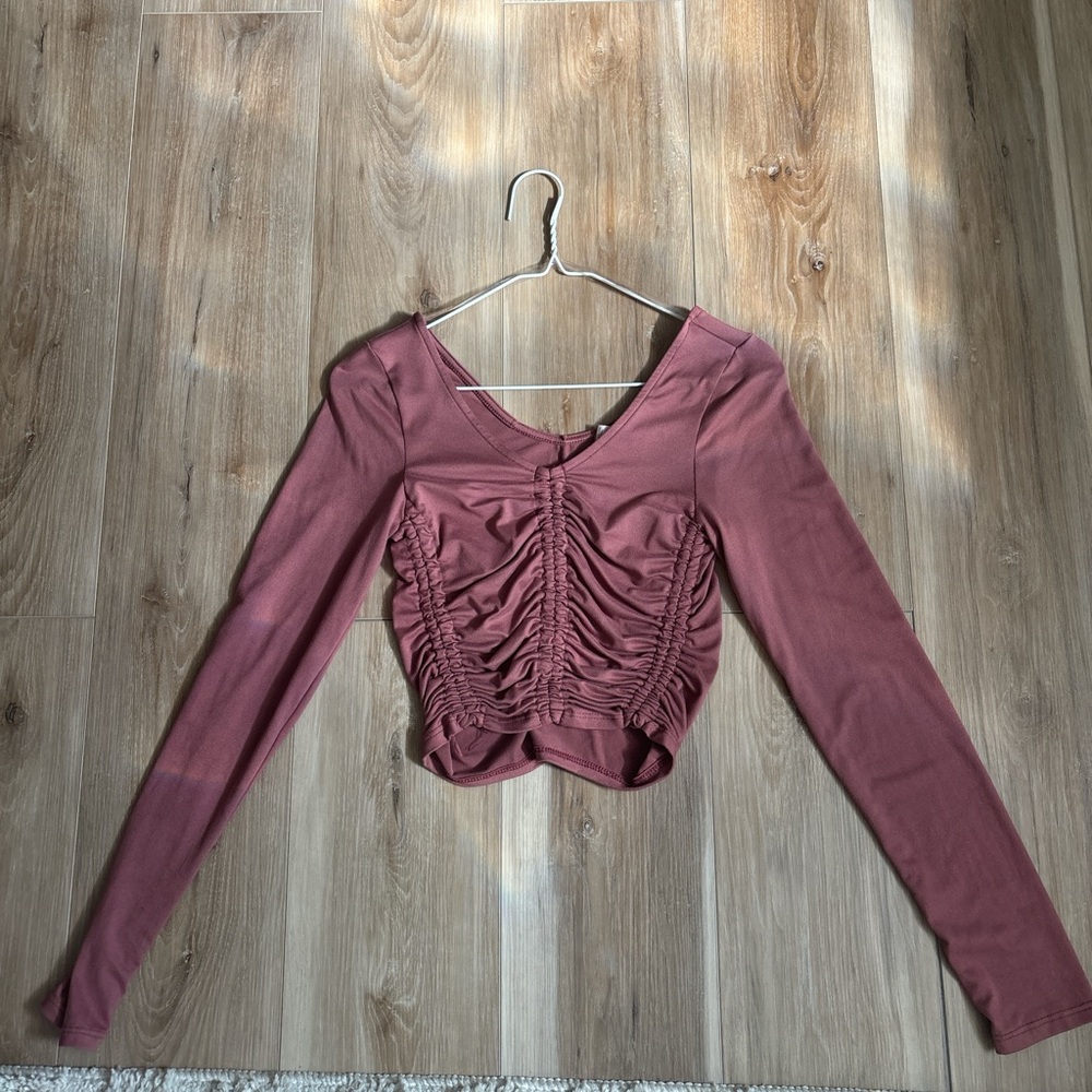 Willow Ruched Long Sleeve Blouse - Mauve
